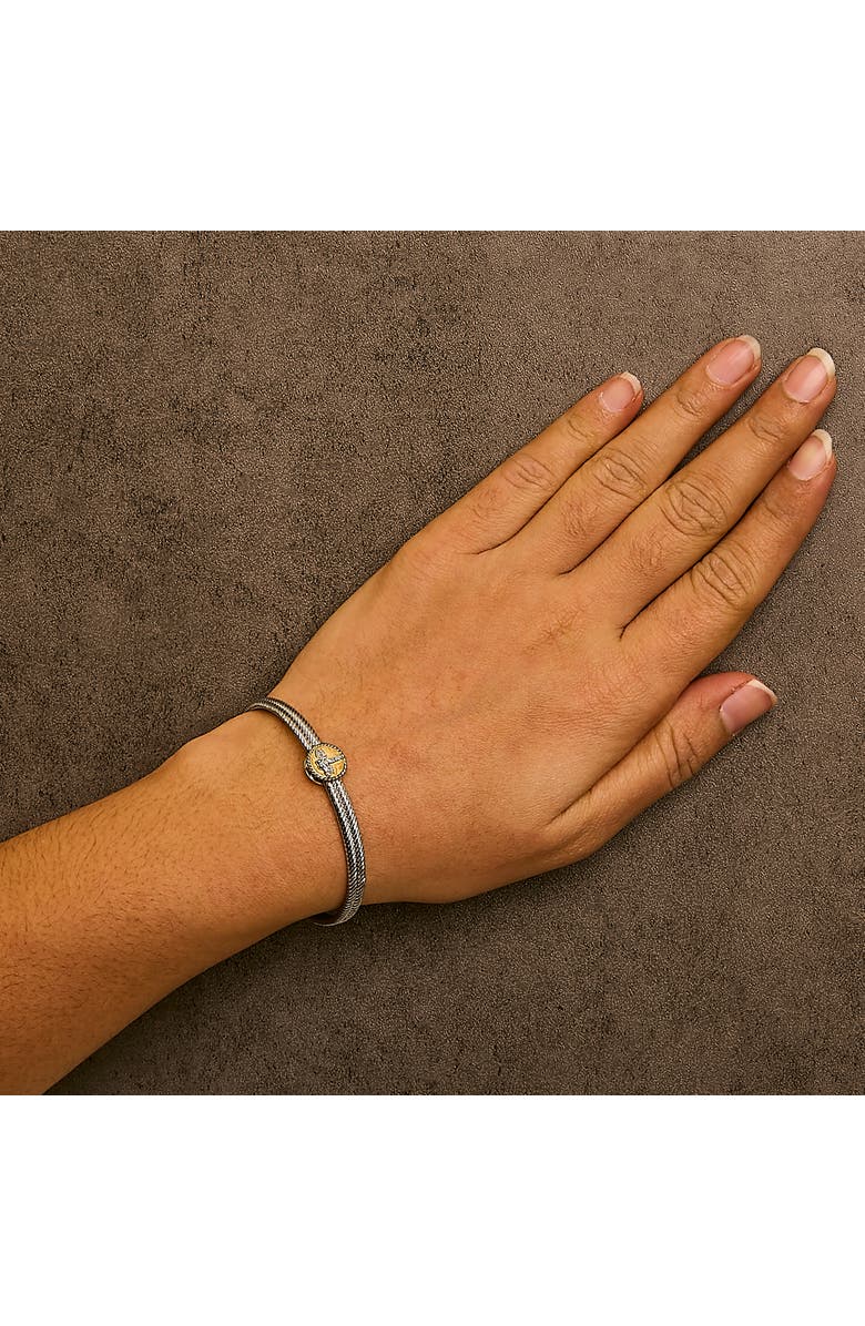 Haus of Brilliance 18K Yellow Gold over Silver Diamond Accent Dragonfly Medallion Bangle Bracelet, Alternate, color, Yellow