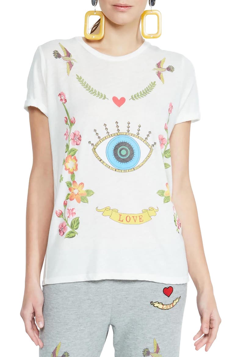 Edda Floral Eye Love Top, Main, color, Milk