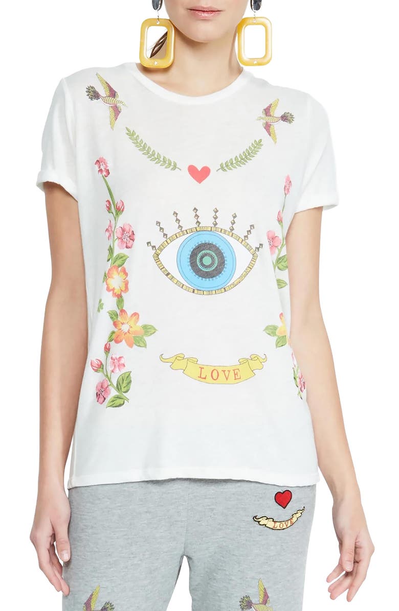 Lauren Moshi Edda Floral Eye Love Top, Main, color, Milk