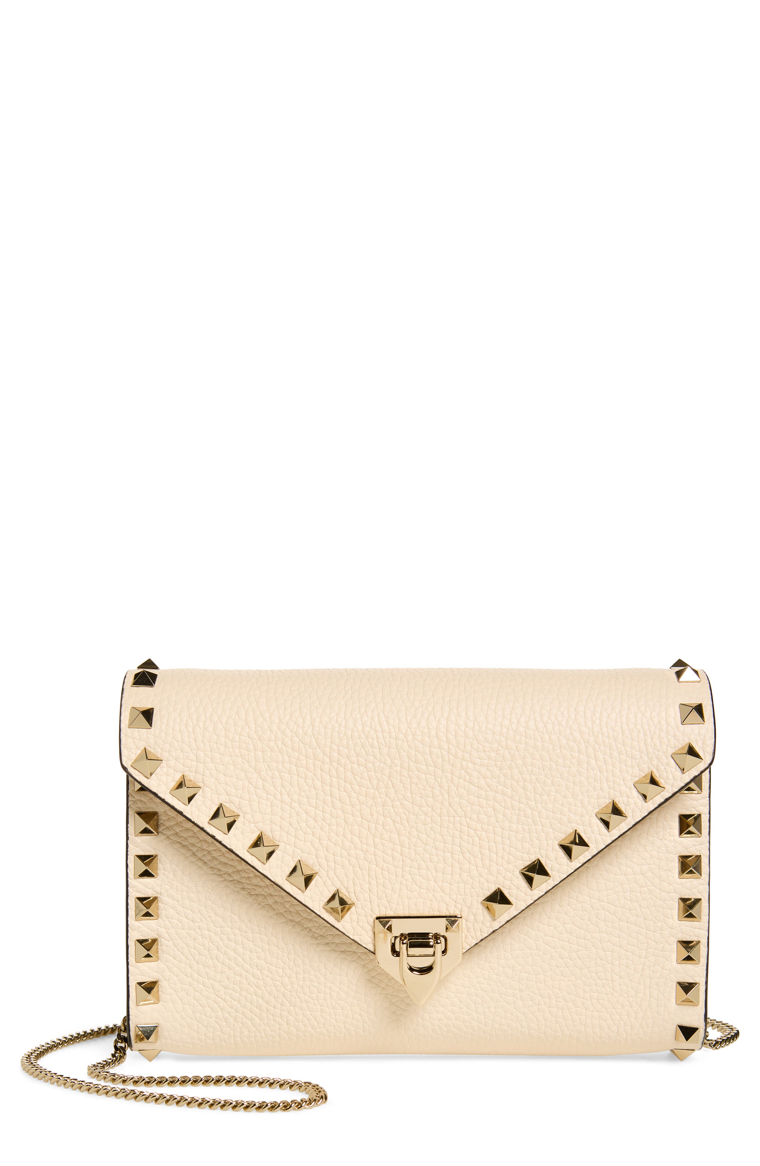 Valentino Garavani Mini Rockstud Leather Shoulder Bag, Main, color, Light Ivory