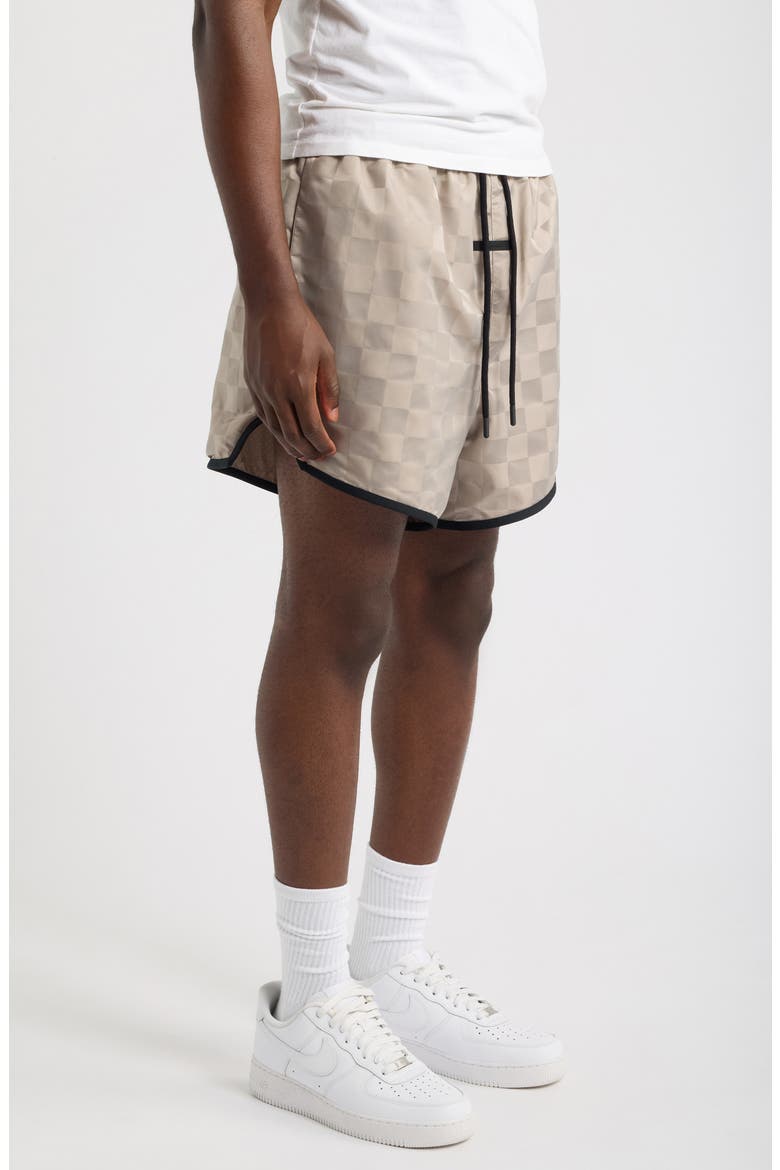 Checkered Gym Shorts, Alternate, color, SEAL