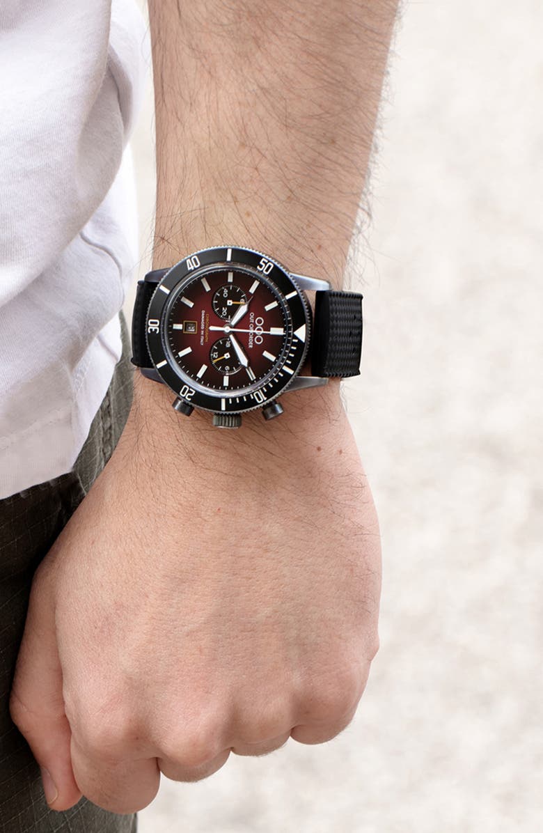 OUT OF ORDER Pilot Cronografo Chronograph Silicone Strap Watch, 43mm, Alternate, color, Red