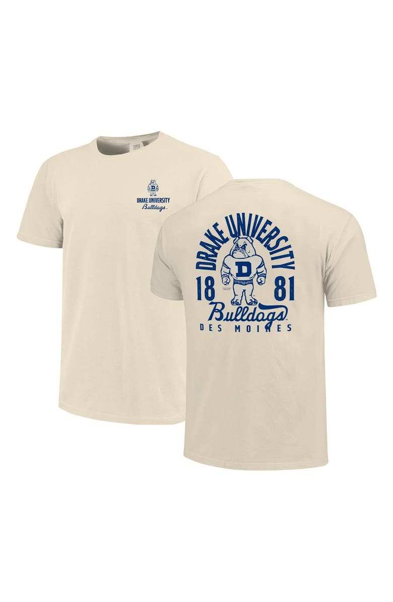 IMAGE ONE Men's Cream Drake Bulldogs Comfort Colors Mascot Overlay T-Shirt, Alternate, color, 