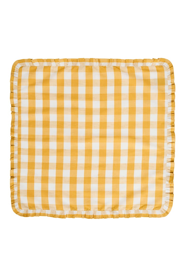 Gingham Ruffle Set of 4 Cotton & Linen Napkins, Alternate, color, SUNSHINE
