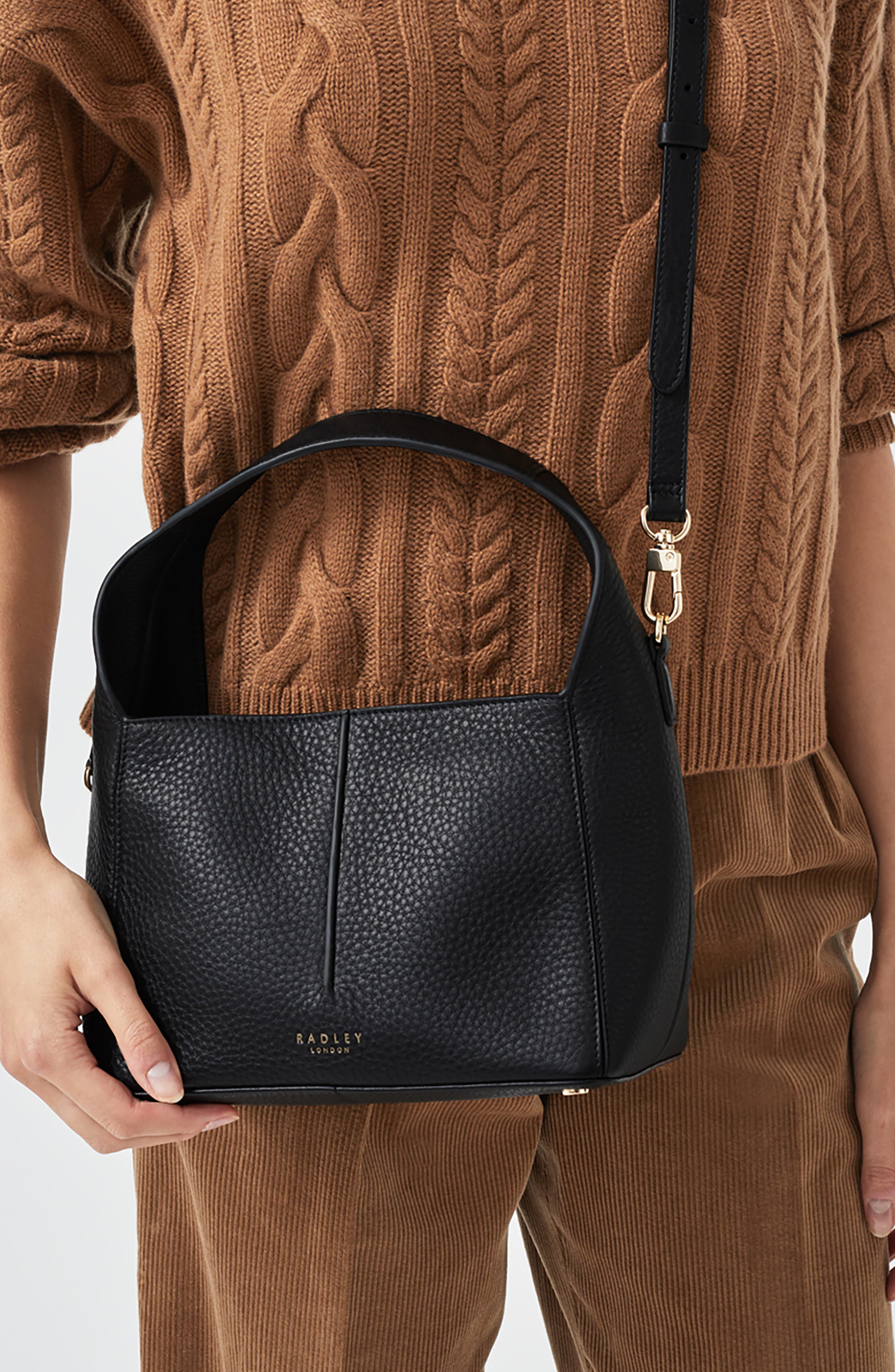 Radley Hillgate Place Medium Zip Leather Satchel, Alternate, color, Black