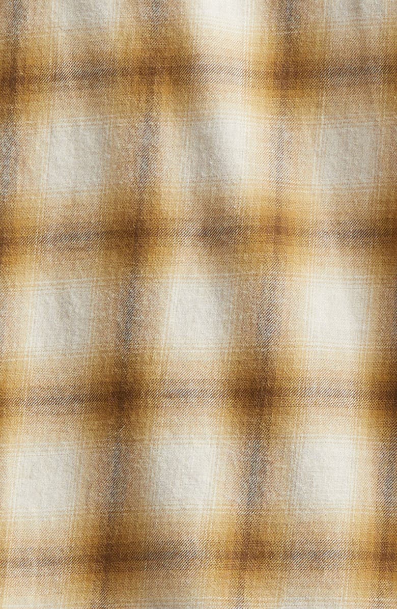 BEAMS Open Collar Ombré Check Brushed Flannel Button-Up Shirt, Alternate, color, Brown