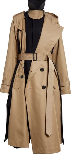 Sacai Mixed Media Gabardine & Wool Melton Coat | Nordstrom Sacai Mixed Media Gabardine & Wool Melton Coat | Nordstrom
