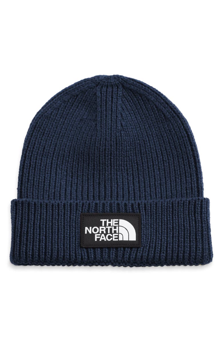 The North Face Logo Box Cuffed Beanie, Main, color,