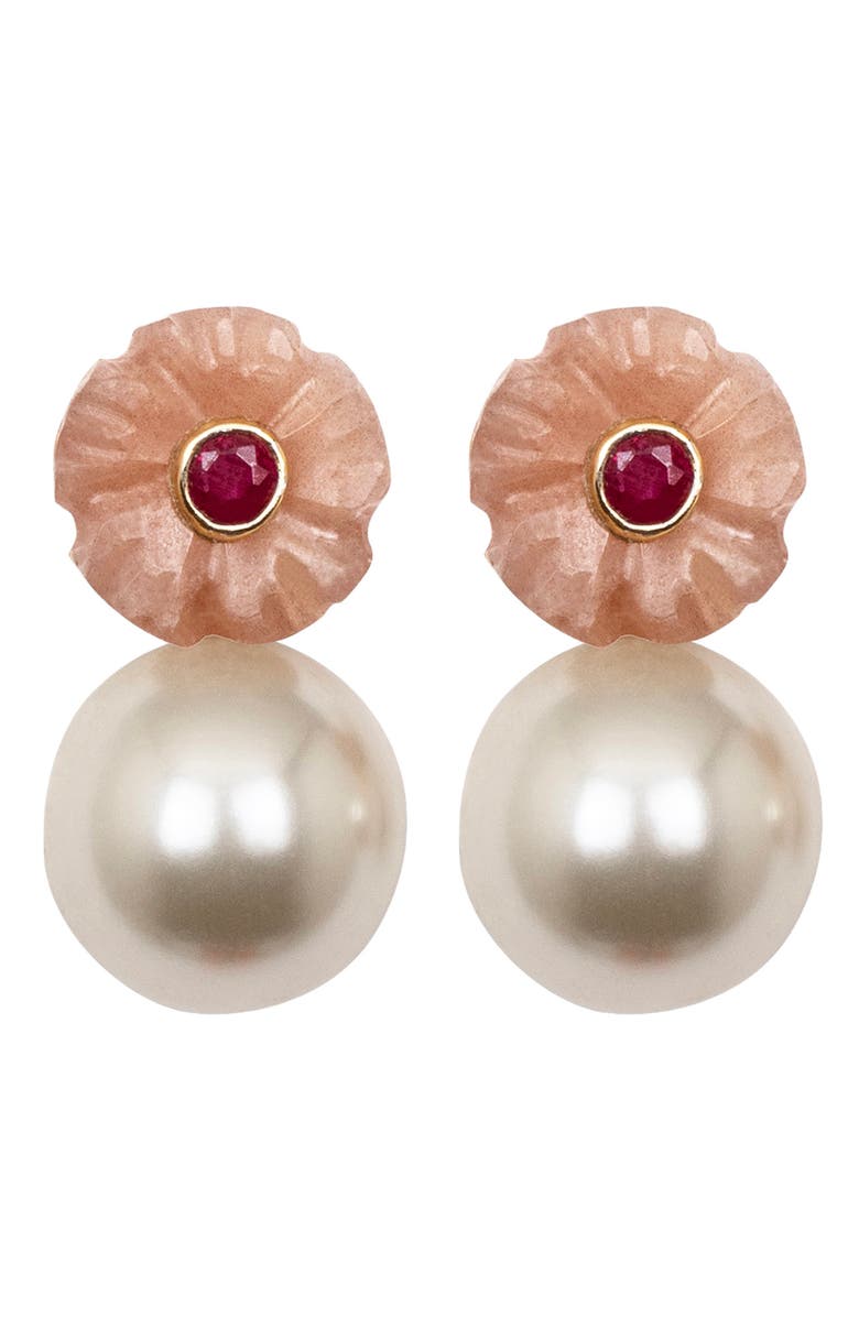 Jennifer Behr Libby Faux Pearl Earrings, Main, color, Peach Moonstone