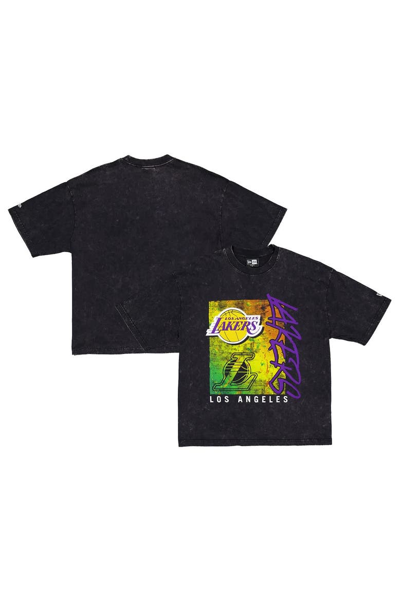 Men's New Era Black Los Angeles Lakers Sport Classics Enzyme Washed T-Shirt, Alternate, color, Black