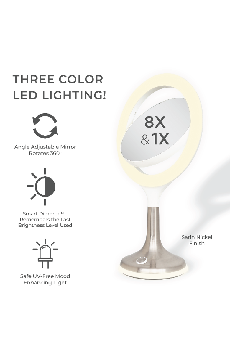 Zadro Mood Therapy Lighted Makeup Mirror with 8X/1X Magnifications, Alternate, color, White
