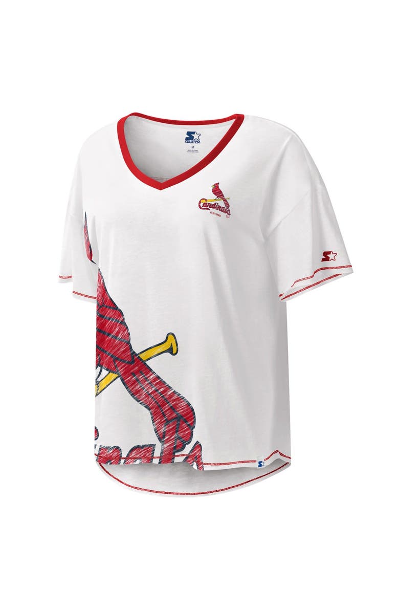 STARTER Women's Starter White St. Louis Cardinals Perfect Game V-Neck T-Shirt, Alternate, color, White