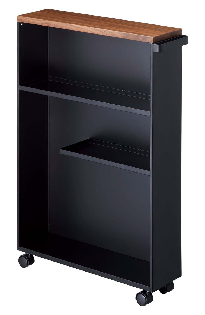 Yamazaki Tower Slim Rolling Bathroom Cabinet, Main, color, Black
