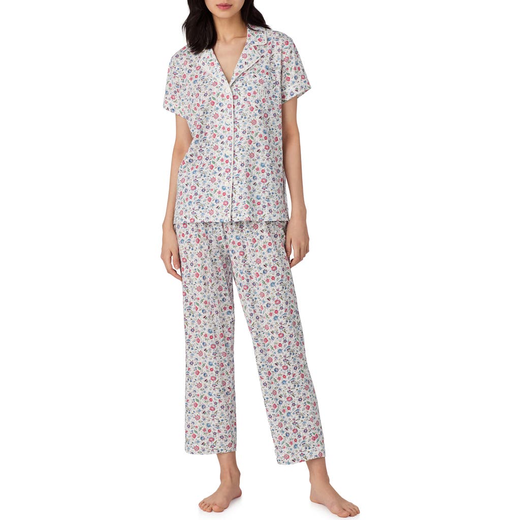Ralph Lauren Petite Notch Collar Ankle Pants Pajama Set In White