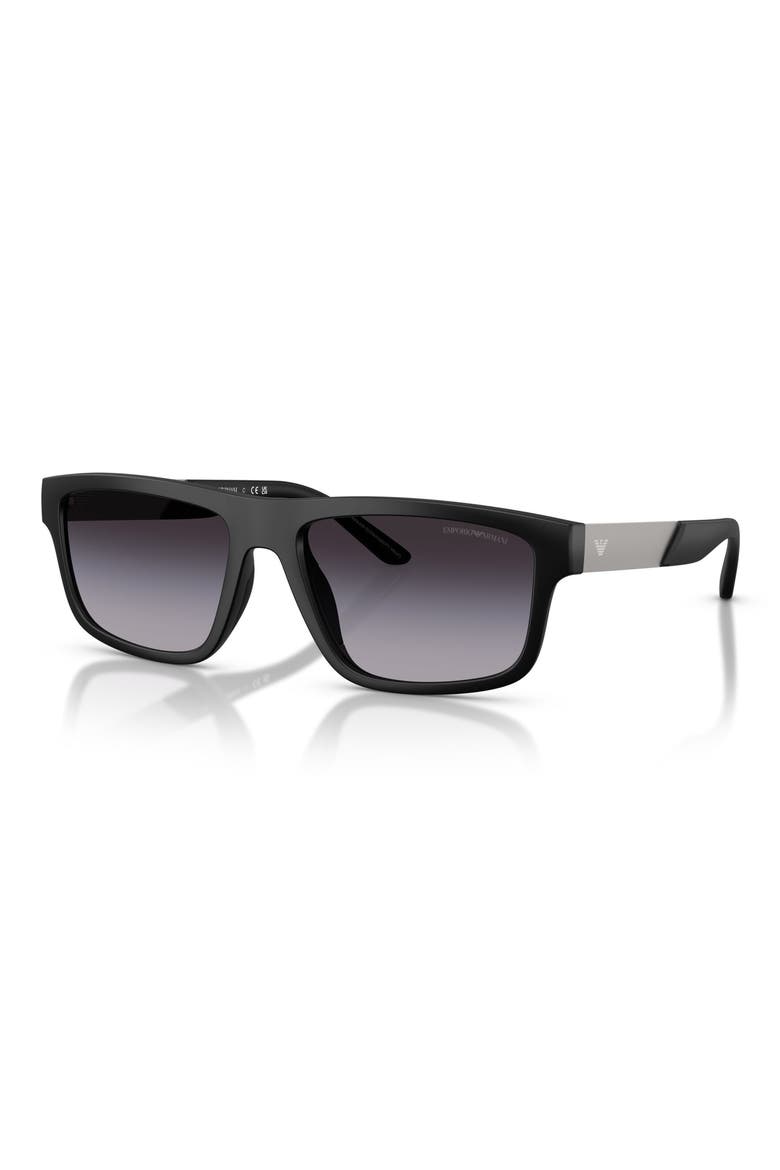 57mm Gradient Rectangular Sunglasses, Alternate, color, MATTE BLACK / GREY GRADIENT