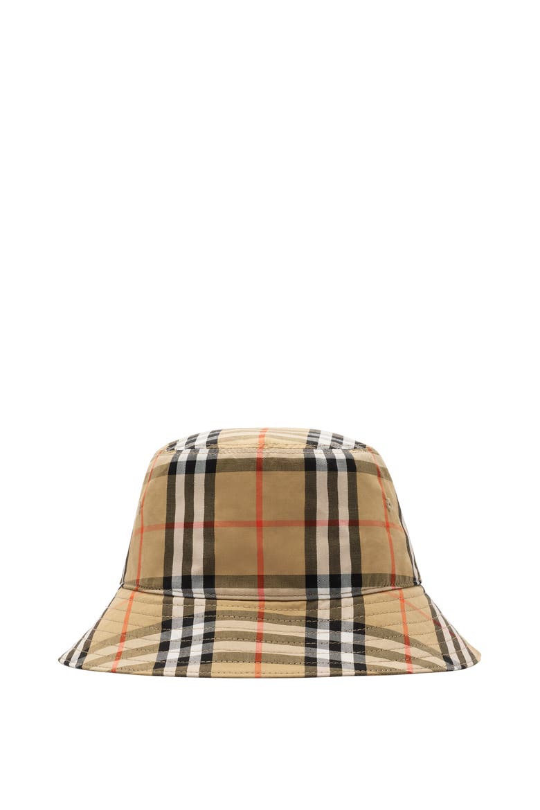 Kids' Check Cotton Bucket Hat, Main, color, Sand beige