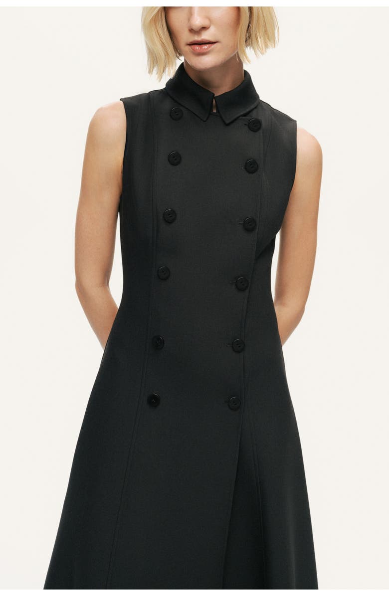 Nocturne Sleeveless Double-Breasted Midi Dress, Alternate, color, Black