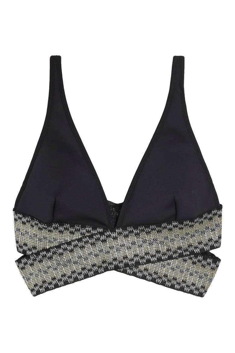 Plunge Wrap Bikini Top, Alternate, color, BLACK