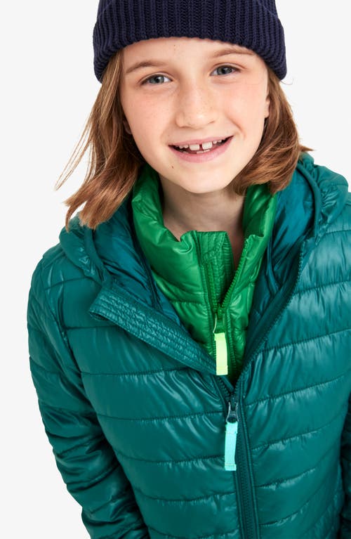 Primary Kids Puffer Jacket In Rainbow Stripe In Green