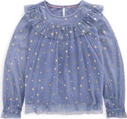 Mini Boden Kids' Foil Star Tulle Top