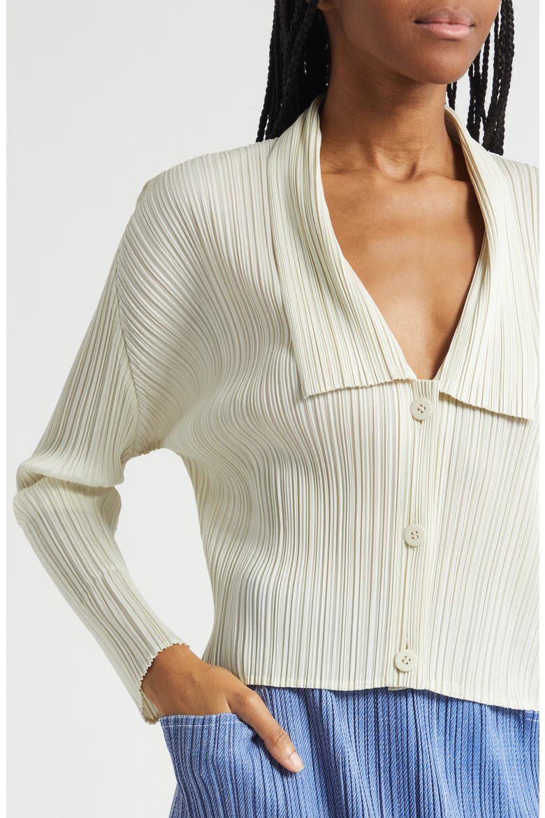 Monthly Colors May Pleated Button-Up Shirt, Alternate, color, IVORY