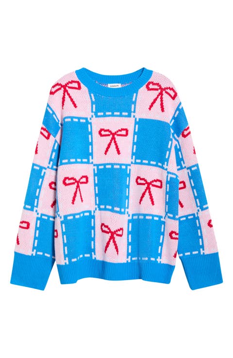 Belora Check Bow Oversize Sweater