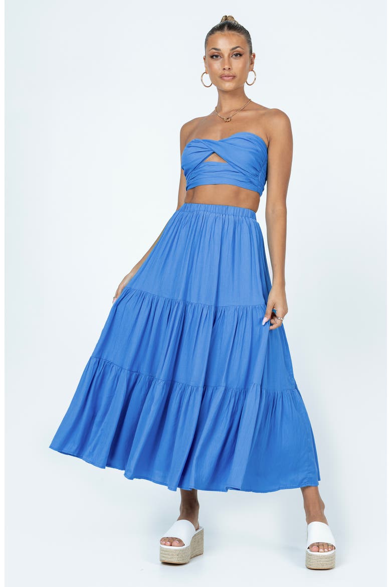 Allie Strapless Crop Top & Maxi Skirt Set, Alternate, color, BLUE