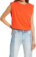 AllSaints Coni Shoulder Pad Cotton Sleeveless Muscle T-Shirt