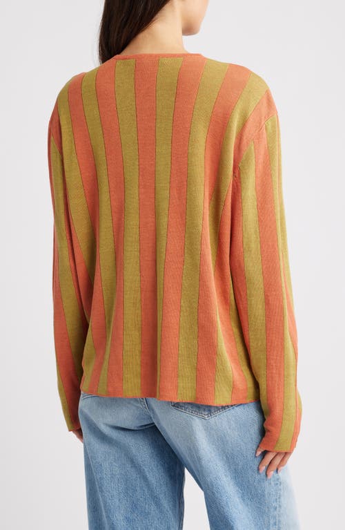 Emily Dawn Long Carlington Stripe Top In Orange