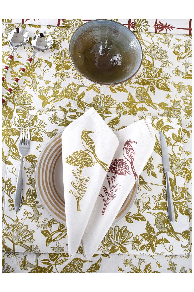 Sugarbird Cotton Twill Dinner Napkins, Alternate, color, CHARTREUSE