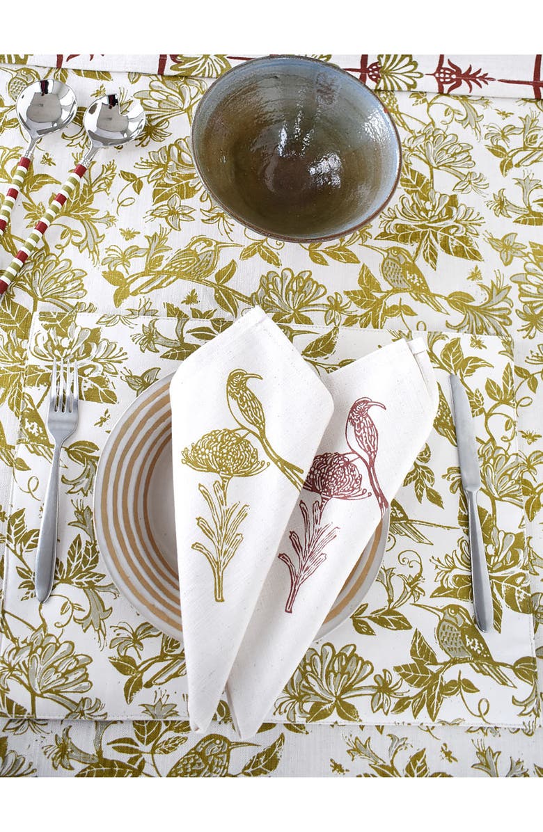 FRENCH HOME Sugarbird Cotton Twill Dinner Napkins, Alternate, color, Chartreuse