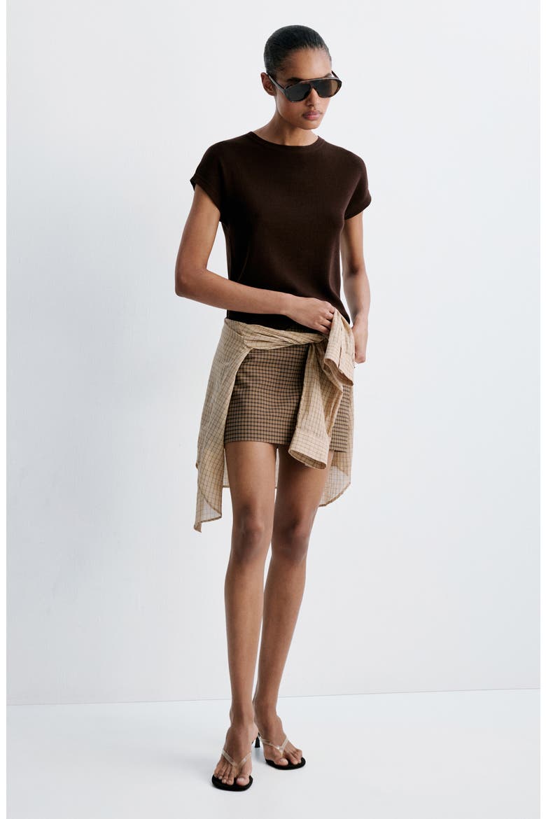 Check Miniskirt, Alternate, color, BROWN