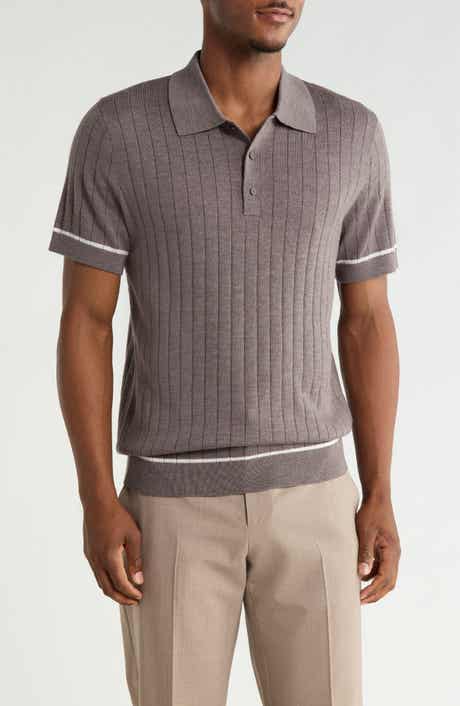 Ribbed Merino Wool Polo