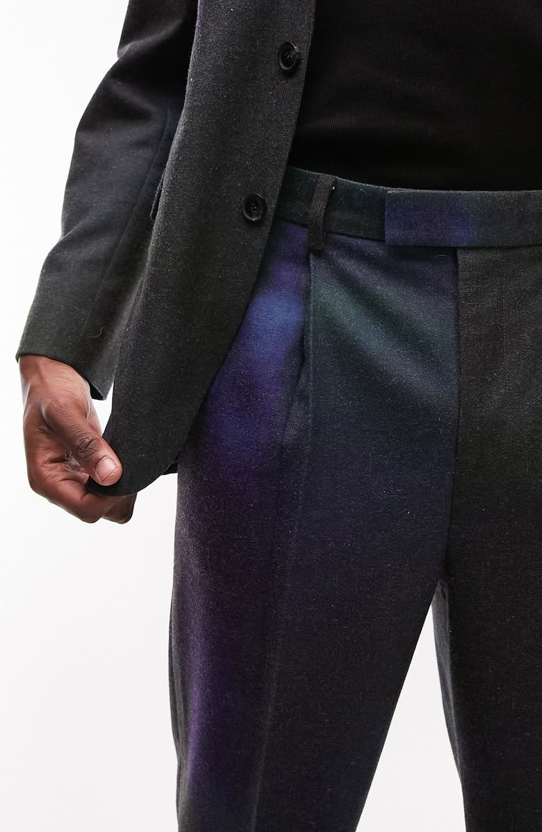 Topman Two-Tone Wide Leg Suit Trousers, Alternate, color,