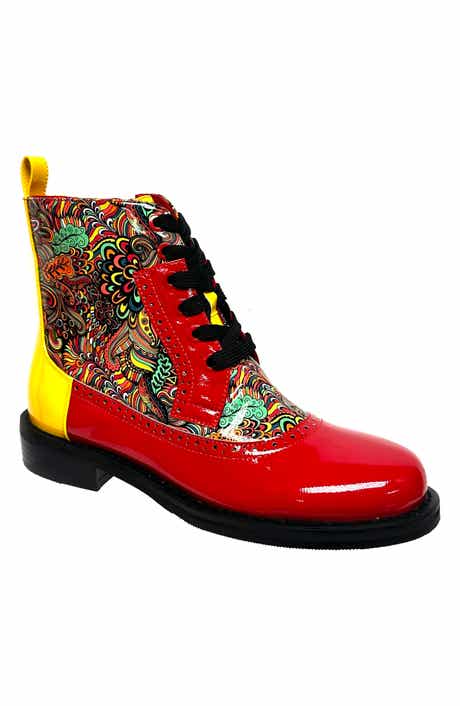NINETY UNION Mixed Print Lace-Up Boot