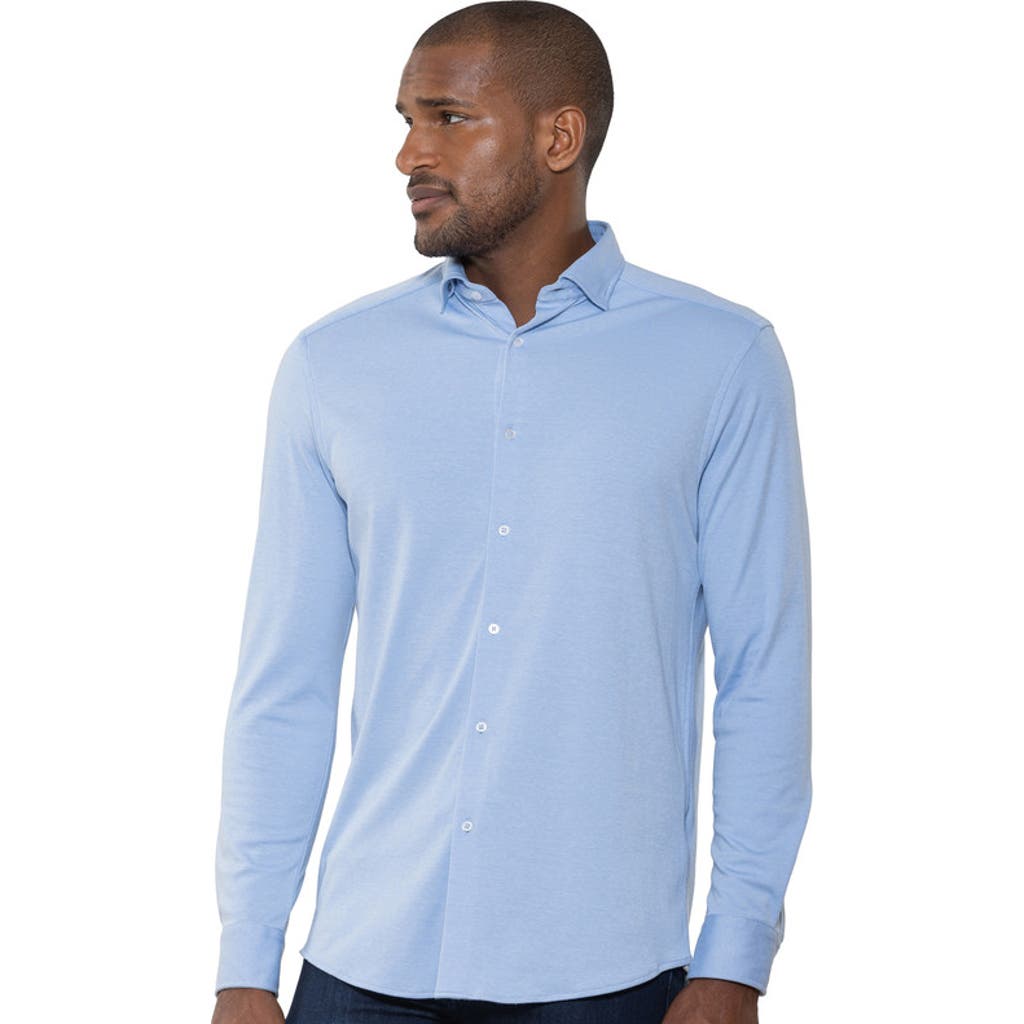 Luchiano Visconti Micro Melange Knit Shirt in Sky Blue  product