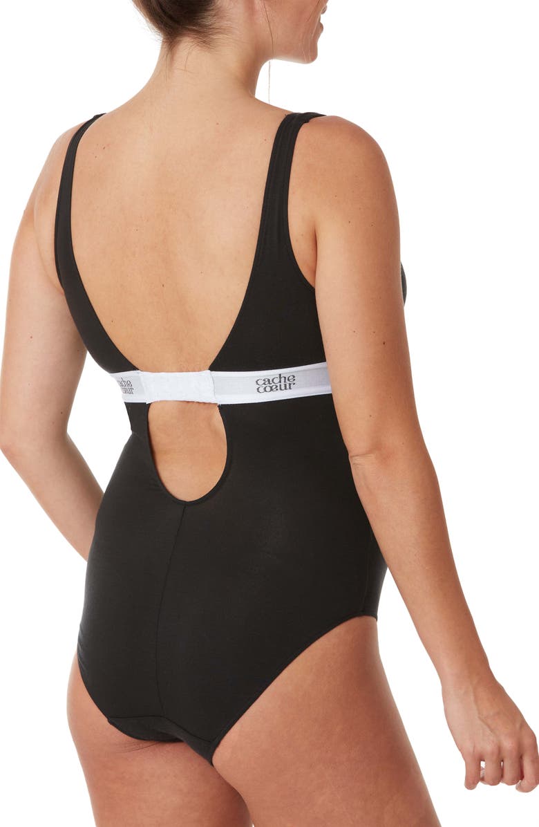 Cache Coeur Life Maternity/Nursing Bodysuit, Alternate, color, Black