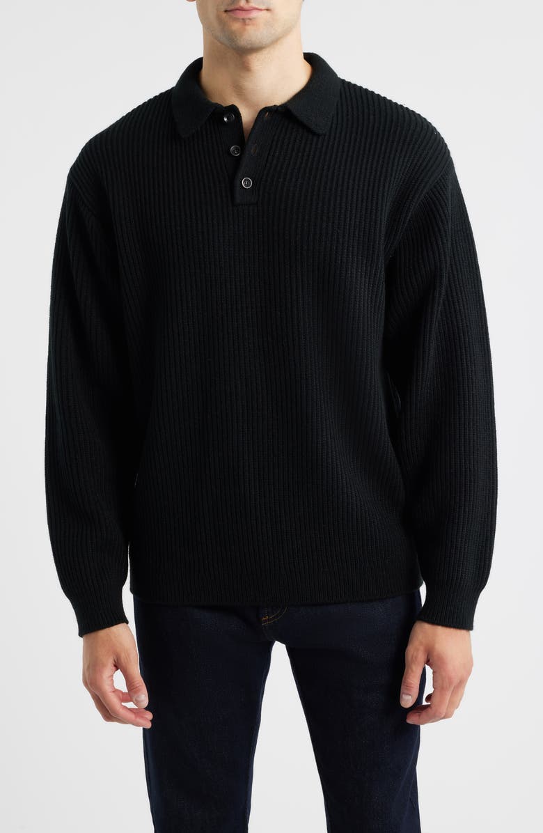 925 Originals Nicolas Rib Polo Sweater, Main, color, Black