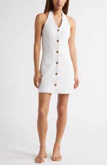 Open Edit Halter Linen Blend Minidress