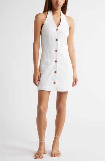 Open Edit Halter Linen Blend Minidress