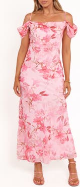 Petal & Pup Esther Floral Cold Shoulder Midi Dress