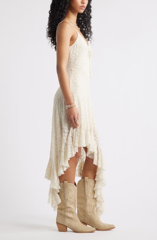 Bp. Asymmetric Lace Sleeveless Midi Dress In Ivory Dove