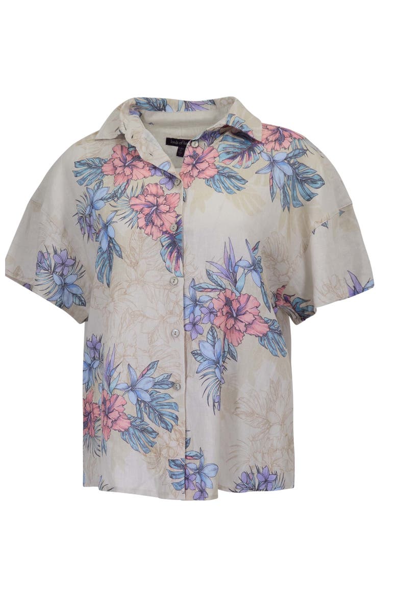 Exotic Floral Womens Relaxed Linen Printed Shirt, Alternate, color, EXOTIC FLORAL NATURAL