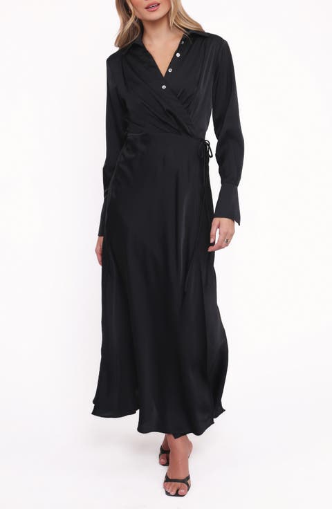 Verna Long Sleeve Wrap Maxi Shirtdress