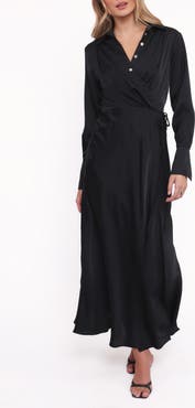 Petal & Pup Verna Long Sleeve Wrap Maxi Shirtdress