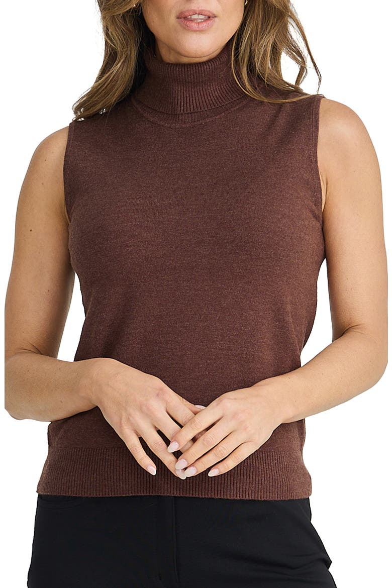 Skye Sleeveless Turtleneck Sweater, Alternate, color, CHOCOLATE MARLE