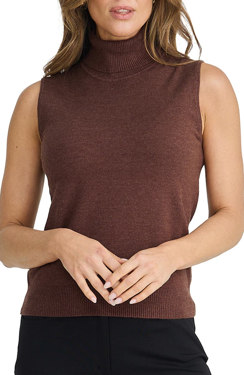 Brave+True Skye Sleeveless Turtleneck Sweater, Alternate, color, Chocolate Marle