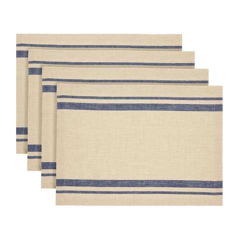 Linen Placemats Set of 4, 14 x 19" - French Stripe