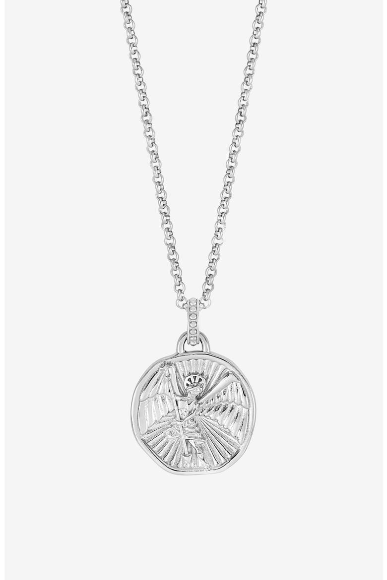 Men's St. Michael Talisman Necklace, Main, color, Sterling Silver