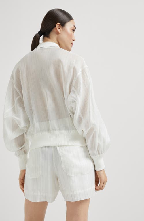 Brunello Cucinelli Pinstriped Cotton Gauze Bomber Jacket